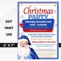 blue santa christmas party invitations
